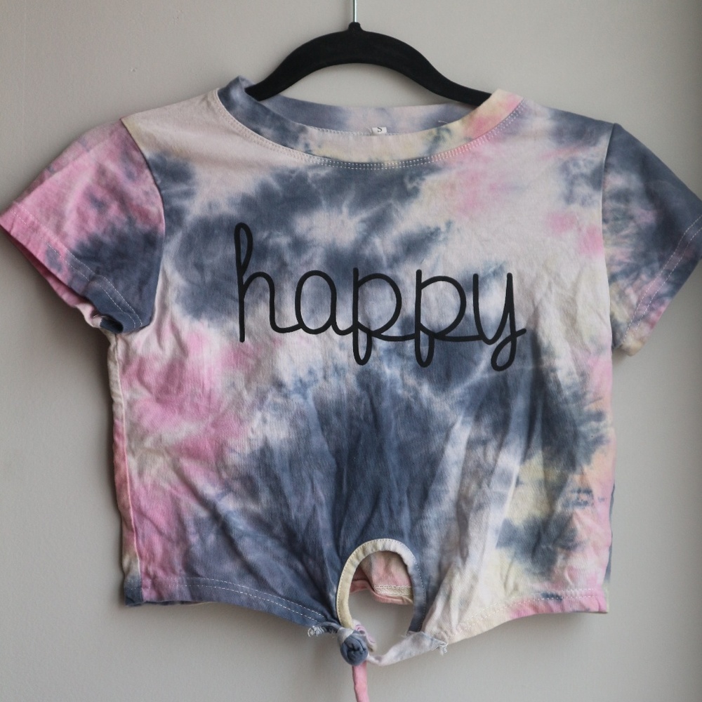 Tie-Dye "Happy" Crop Tee